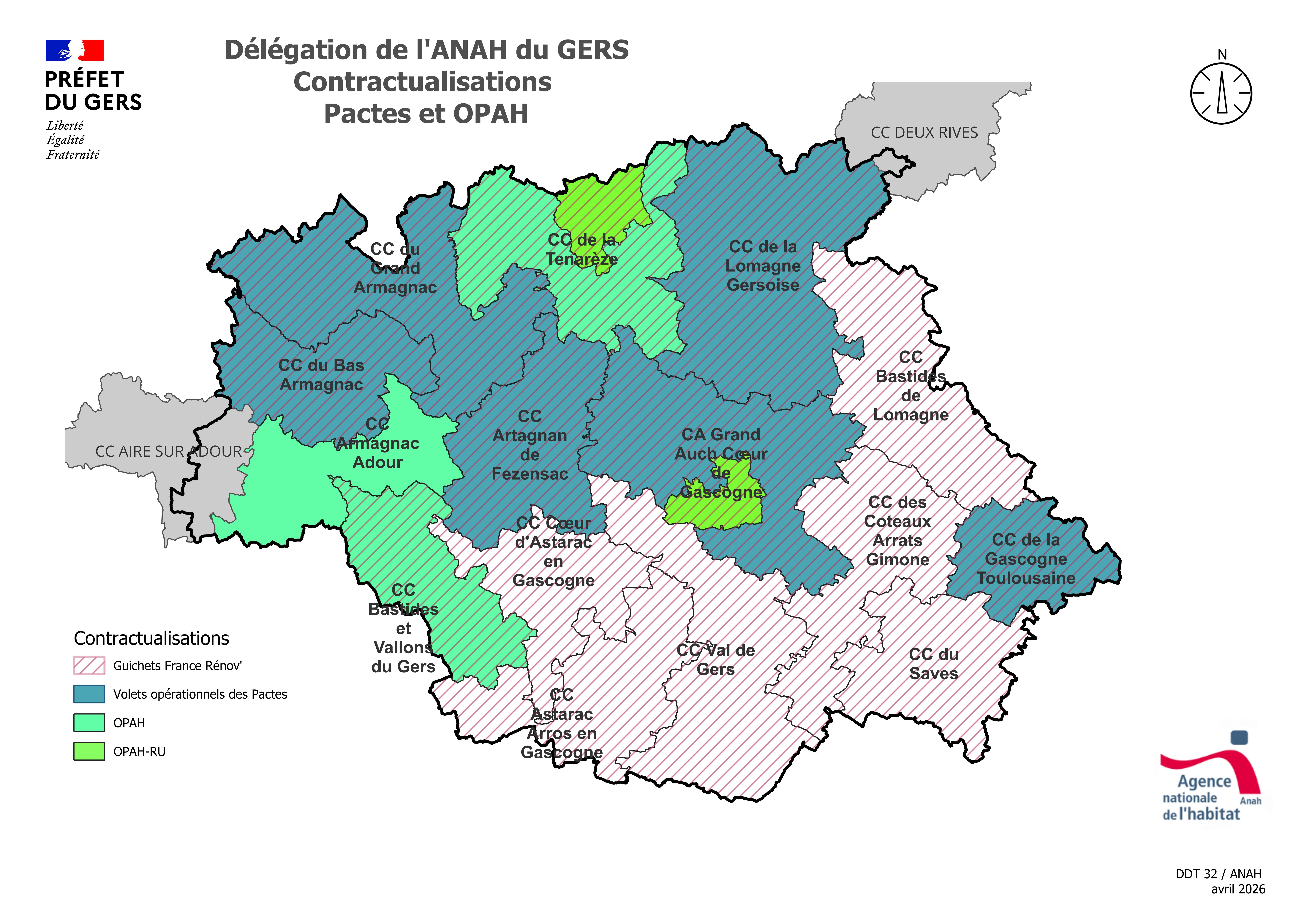 Image 4 : Toutes les contractualisations des Pactes Territoriaux et OPAH du Gers
